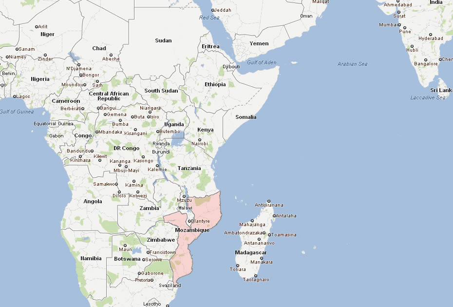 carte du mozambique afrique